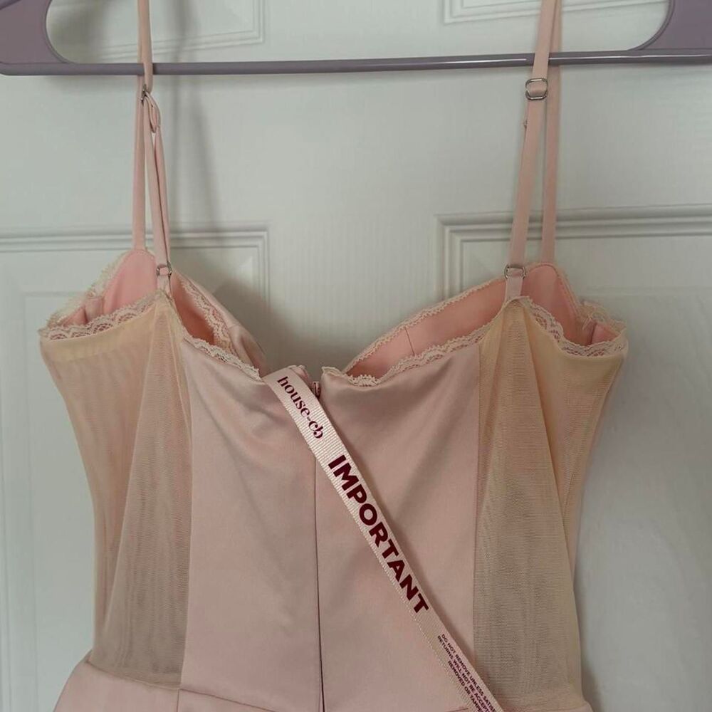 NWT House of CB Mademoiselle Pink Satin Dress with Tulle Skirt Size S Bigger Cup - Picture 6 of 8